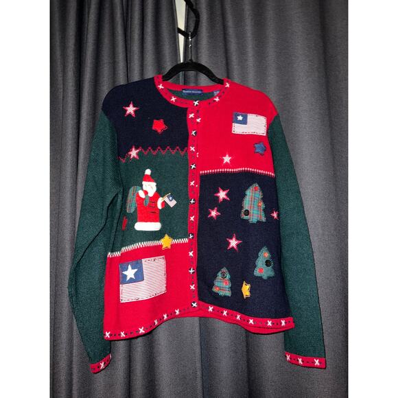 Ugly Christmas Sweater Xmas Cardigan Size Large - Picture 1 of 3